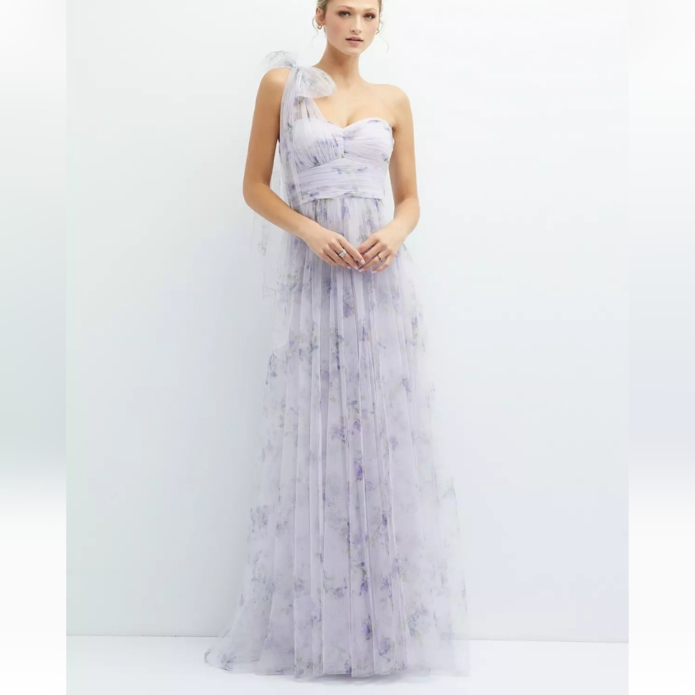 Dessy Collection Lavender One-Shoulder Gown